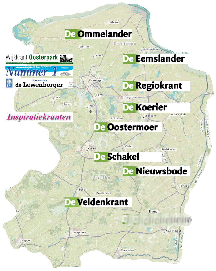 Overzichtskaart Groningen en Drenthe